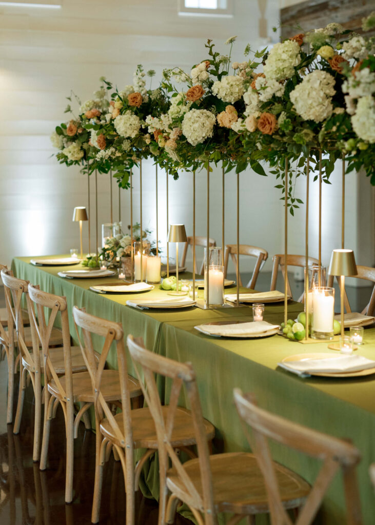 Green wedding reception at Ridge Pointe in Alpine, AL