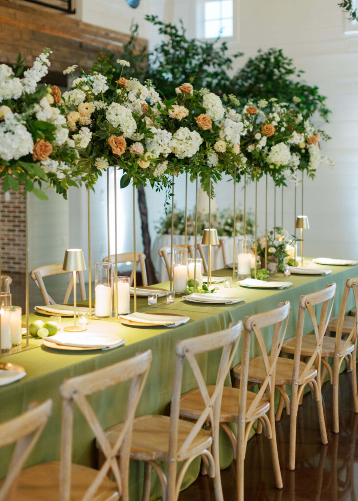 Green wedding reception at Ridge Pointe in Alpine, AL