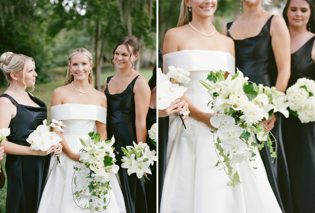 Wedding bouquets with ivy and lilies