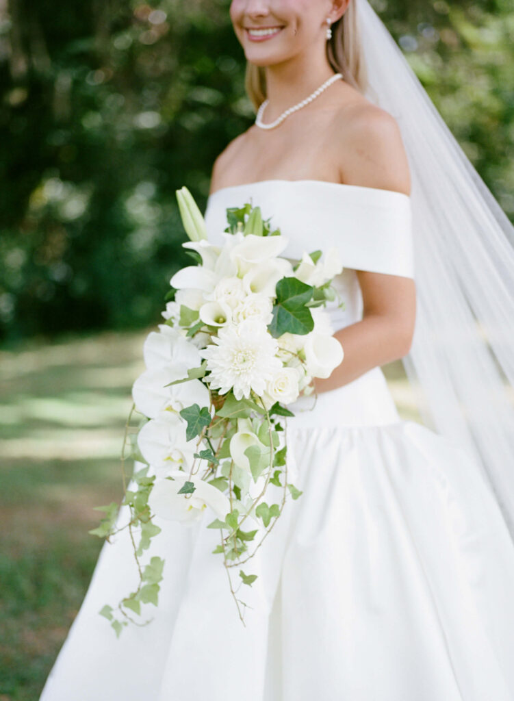 Bridal bouquet with ivy and lilies