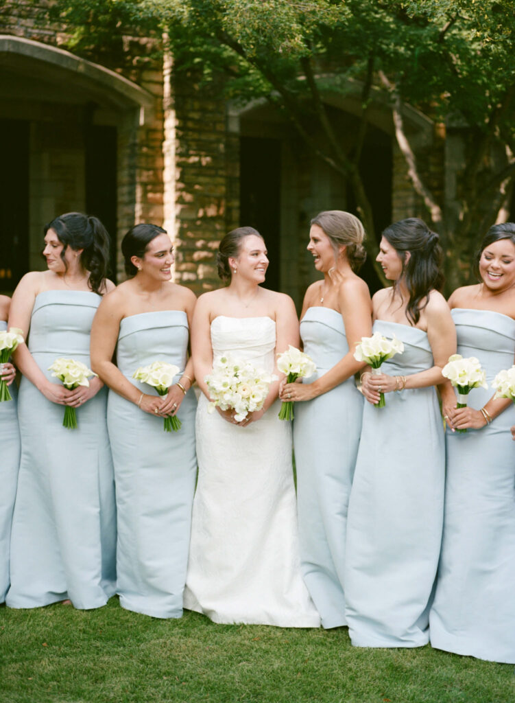 Blue Amsale bridesmaid dresses