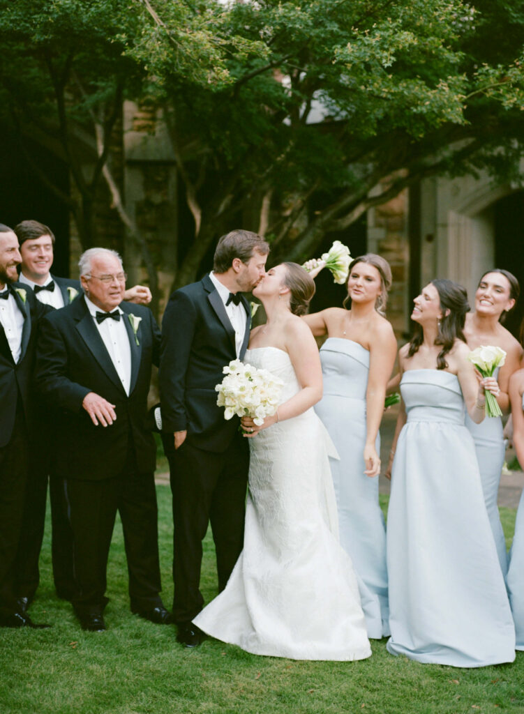 Blue Amsale bridesmaid dresses