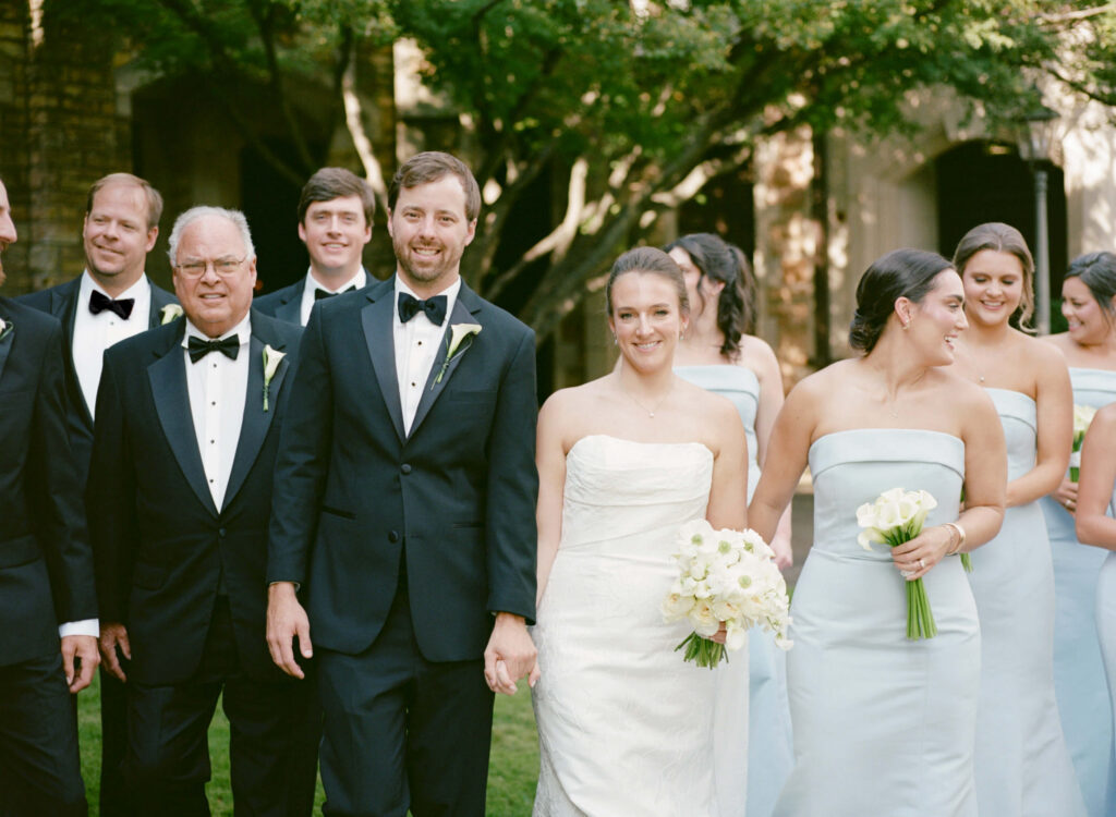 Blue Amsale bridesmaid dresses