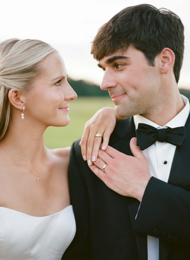 Wedding photos on film in a field in North central florida