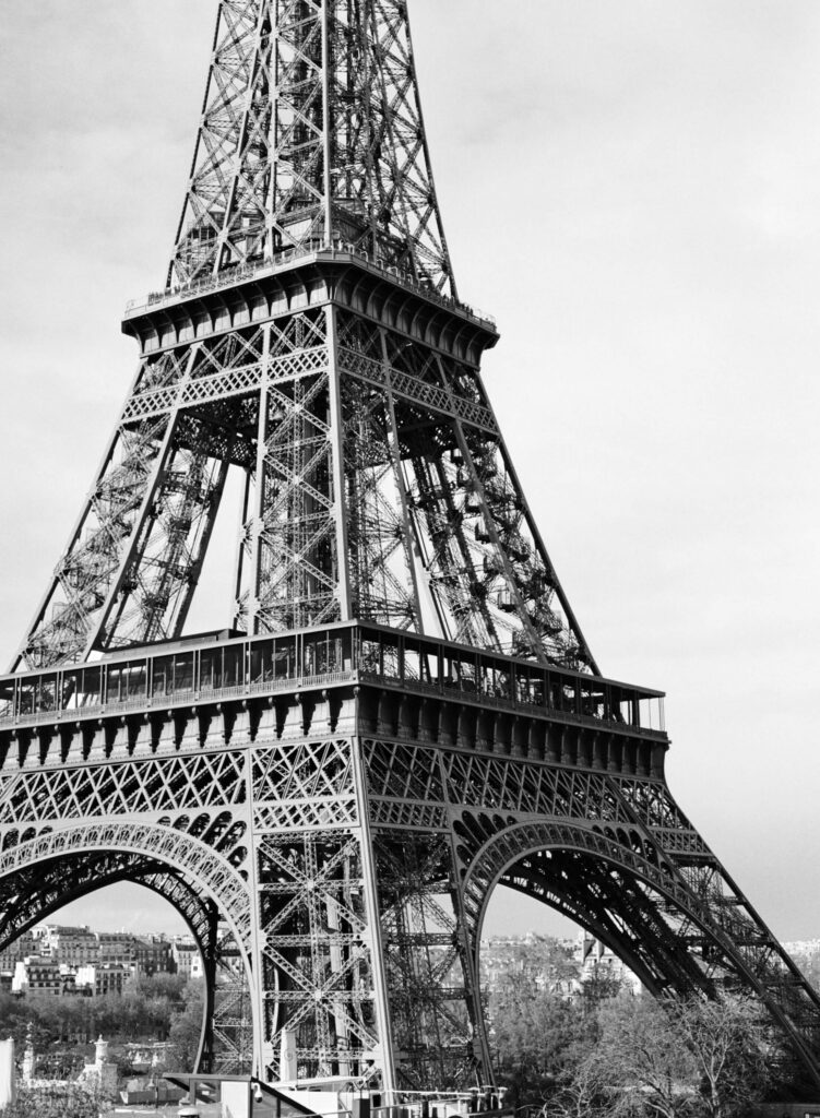 Eiffel tower on black and white film